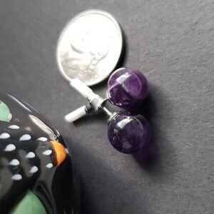 Amethyst Stone Stud Earrings. Unisex. NWT